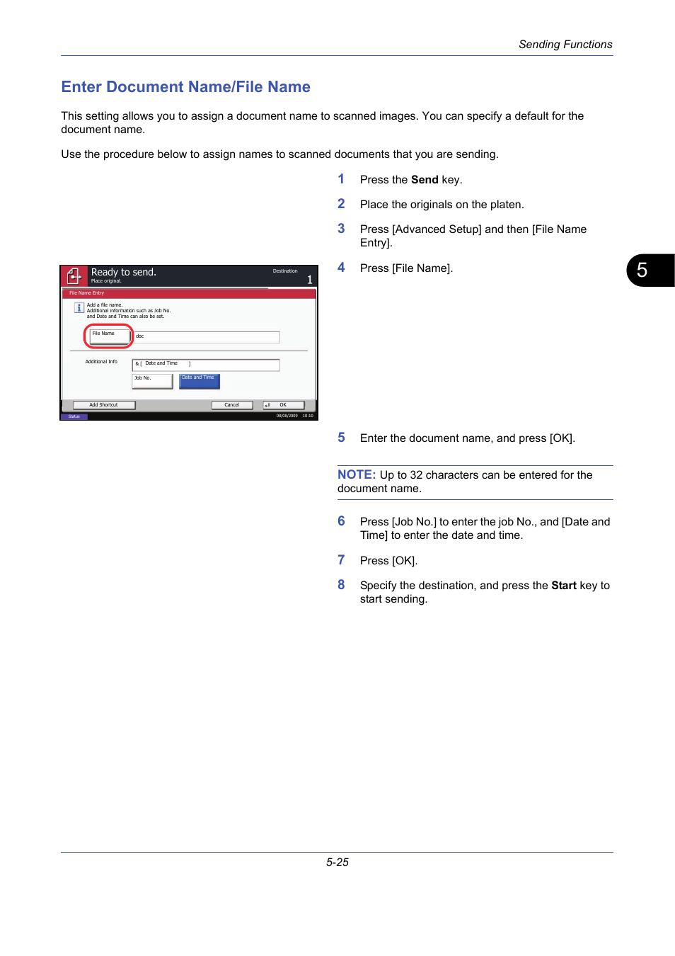 Enter document name/file name, Enter document name/file name -25 | TA Triumph-Adler DCC 2725 User Manual | Page 193 / 436