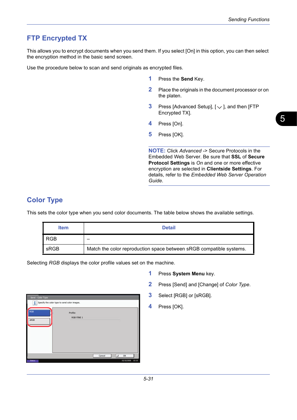 Ftp encrypted tx, Color type, Ftp encrypted tx -31 color type -31 | In ftp encrypted tx, Ftp encrypted tx -31, Color type -31 | TA Triumph-Adler DCC 2725 User Manual | Page 199 / 436