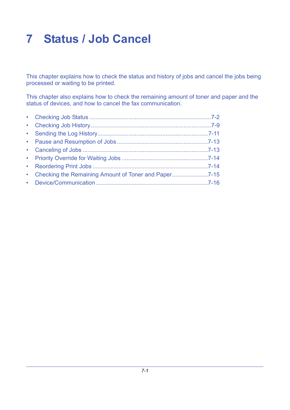 7 status / job cancel, Status / job cancel, R 7 - status / job cancel | TA Triumph-Adler DCC 2725 User Manual | Page 223 / 436