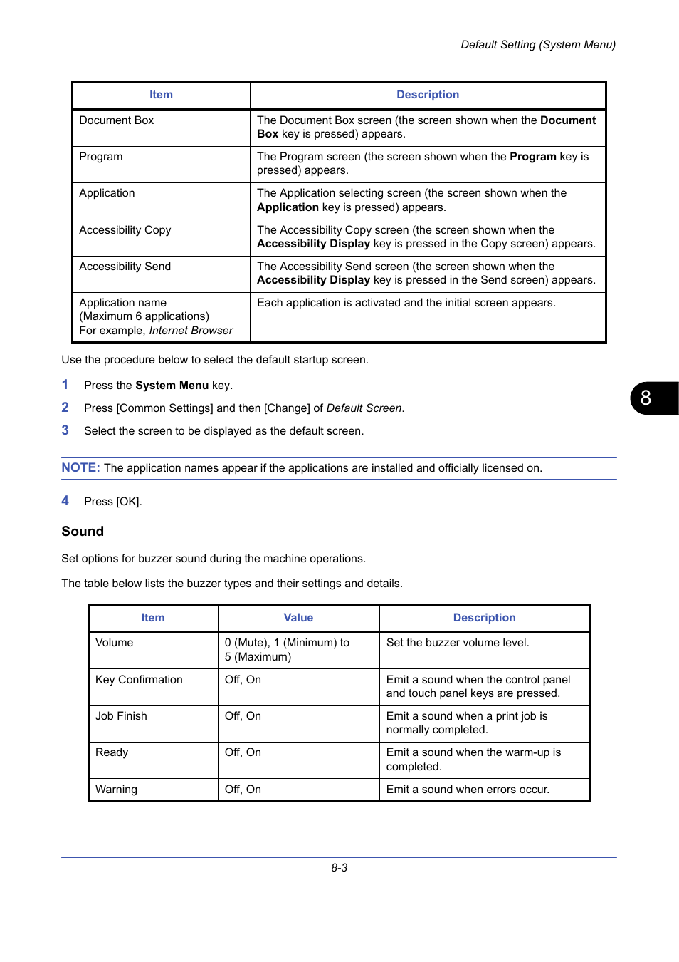 Sound, Sound …8-3 | TA Triumph-Adler DCC 2725 User Manual | Page 243 / 436