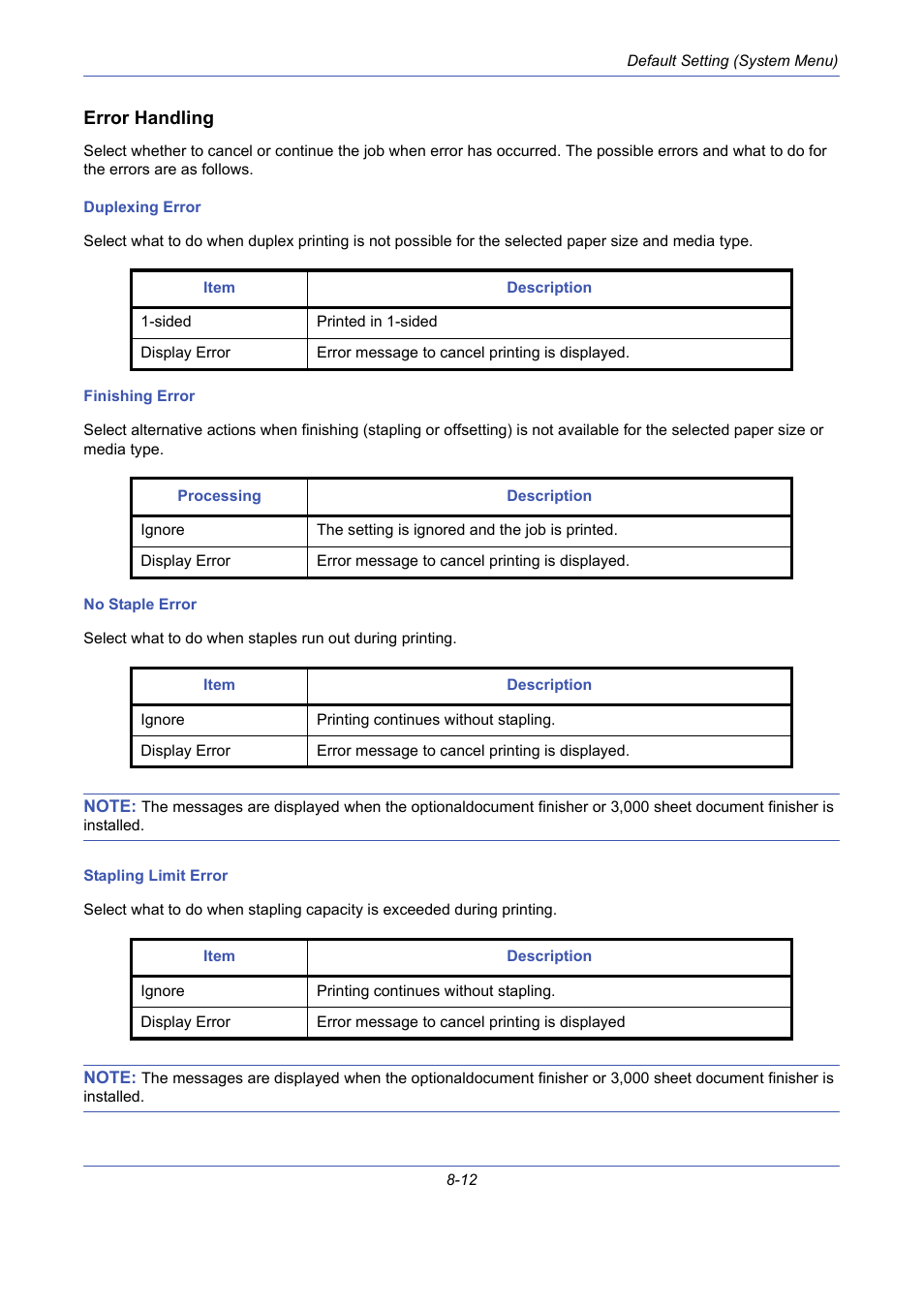 Error handling, Error handling …8-12 | TA Triumph-Adler DCC 2725 User Manual | Page 252 / 436