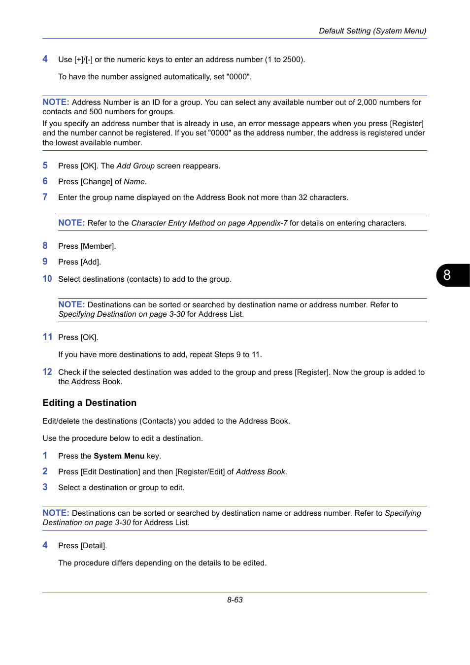 Editing a destination | TA Triumph-Adler DCC 2725 User Manual | Page 303 / 436