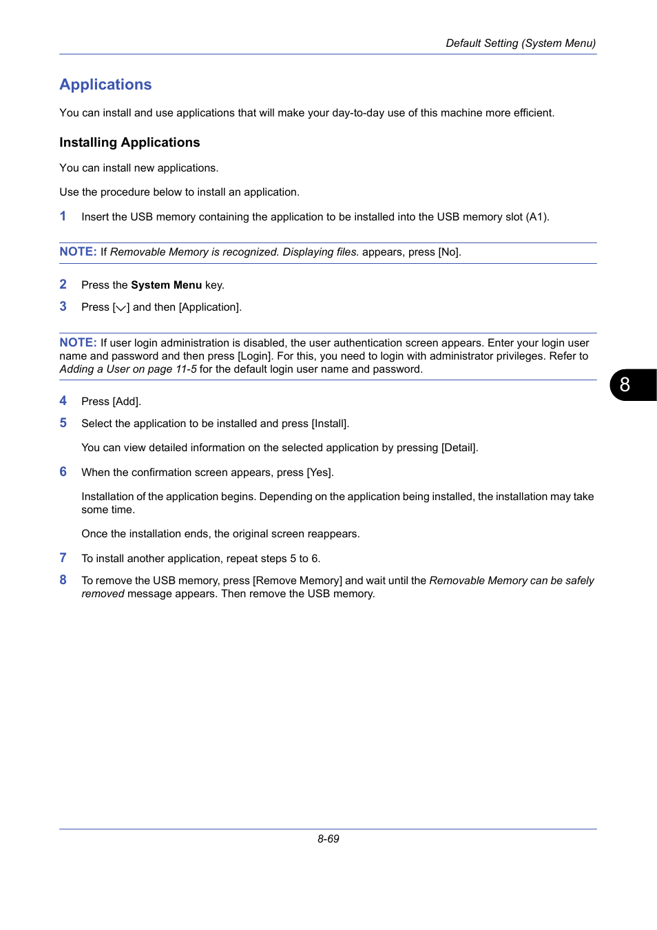 Applications, Installing applications, Applications -69 | TA Triumph-Adler DCC 2725 User Manual | Page 309 / 436