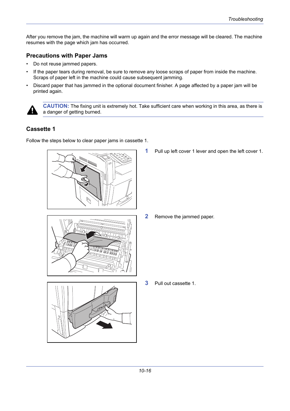 Precautions with paper jams, Cassette 1 | TA Triumph-Adler DCC 2725 User Manual | Page 352 / 436