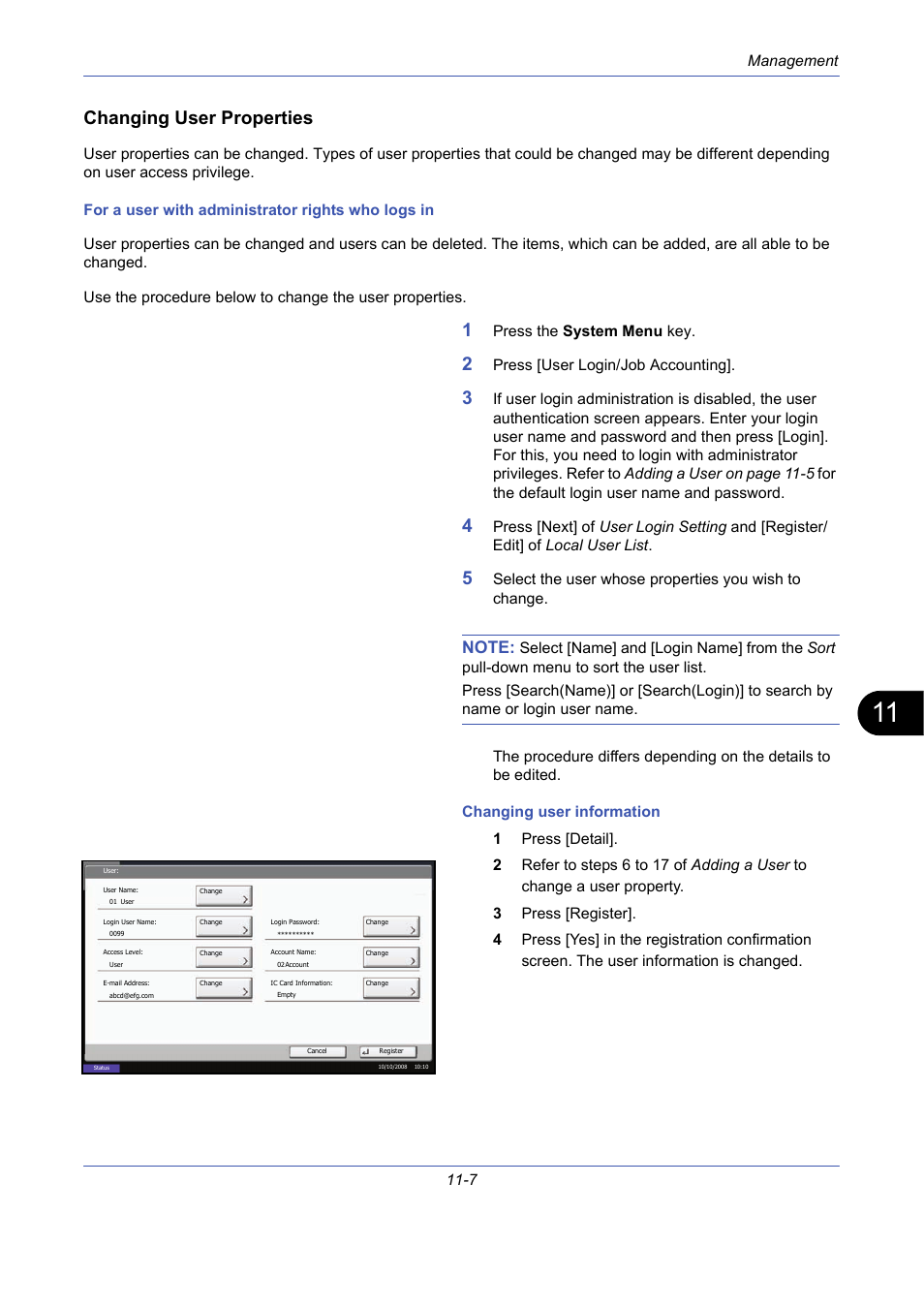 Changing user properties | TA Triumph-Adler DCC 2725 User Manual | Page 373 / 436