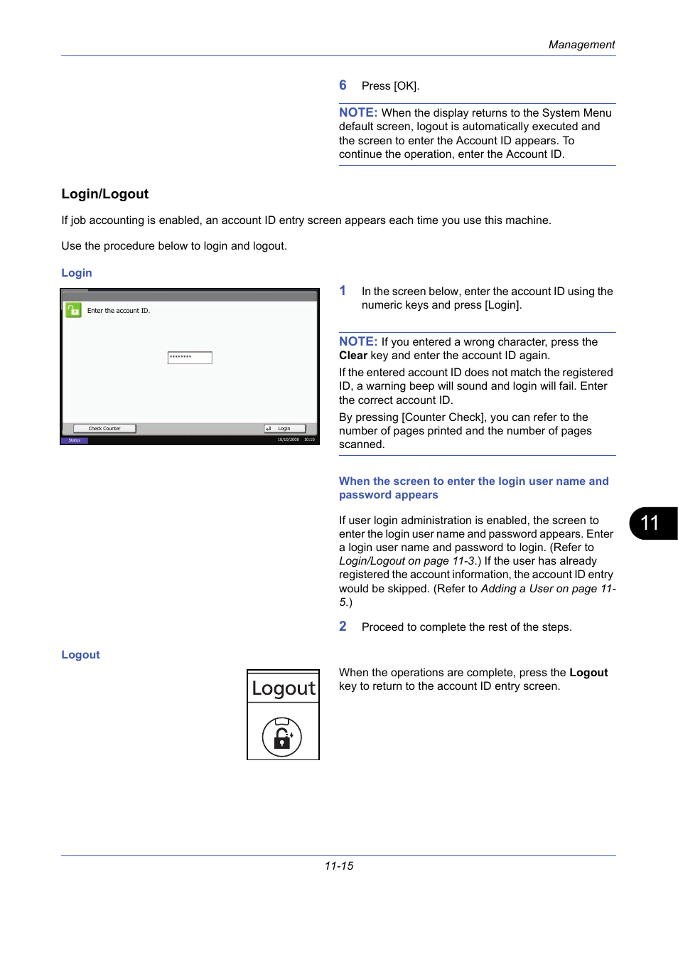 Login/logout | TA Triumph-Adler DCC 2725 User Manual | Page 381 / 436