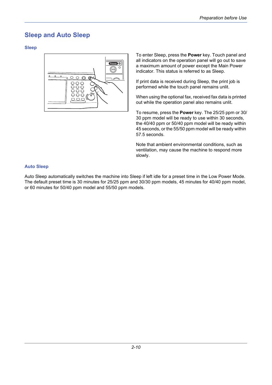 Sleep and auto sleep, Sleep and auto sleep -10 | TA Triumph-Adler DCC 2725 User Manual | Page 46 / 436