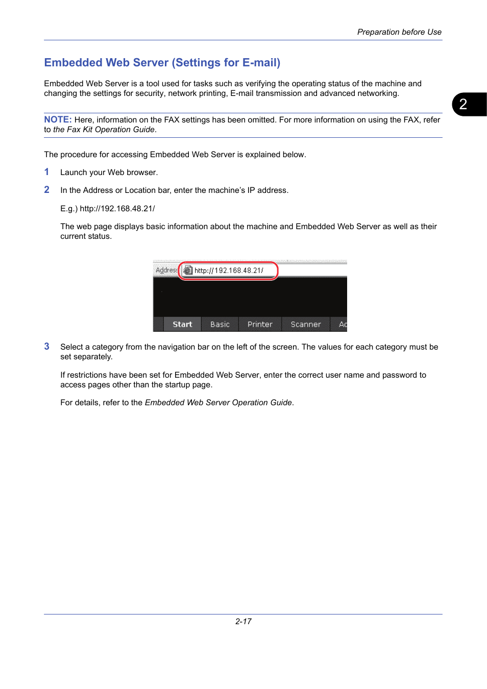 Embedded web server (settings for e-mail), Embedded web server (settings for e-mail) -17 | TA Triumph-Adler DCC 2725 User Manual | Page 53 / 436