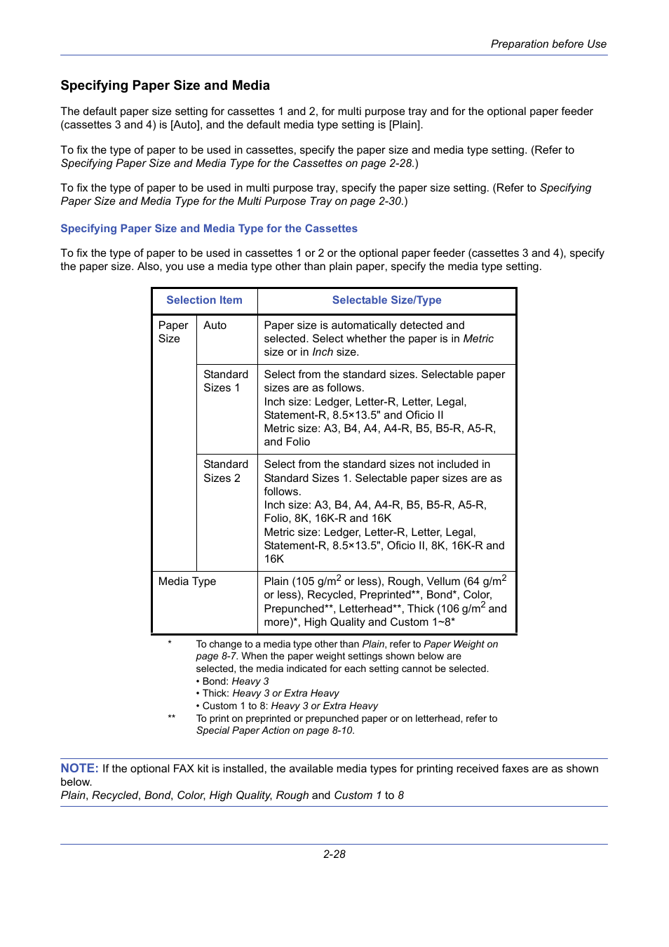Specifying paper size and media | TA Triumph-Adler DCC 2725 User Manual | Page 64 / 436