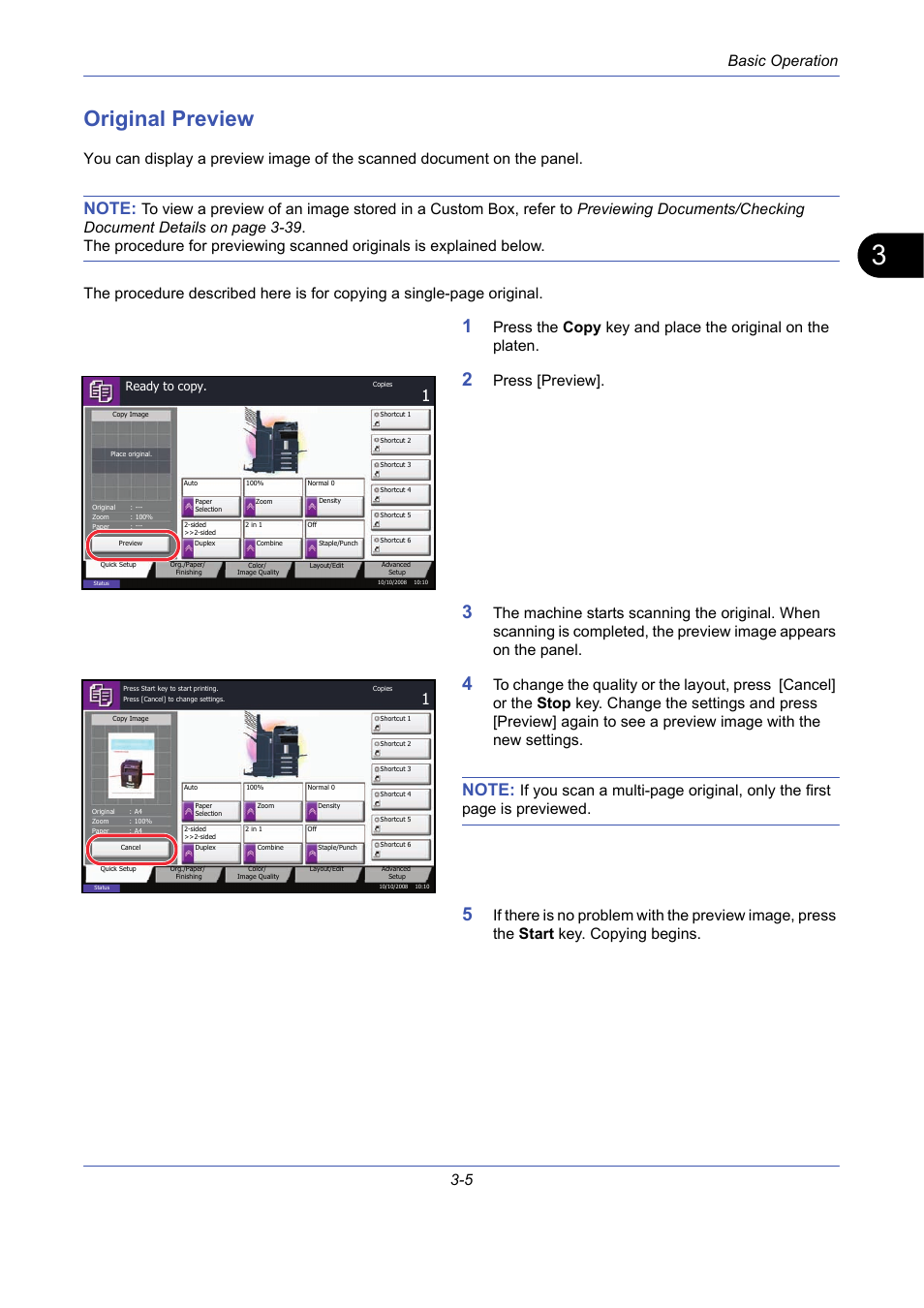 Original preview, Original preview -5, Basic operation 3-5 | Press [preview | TA Triumph-Adler DCC 2725 User Manual | Page 77 / 436