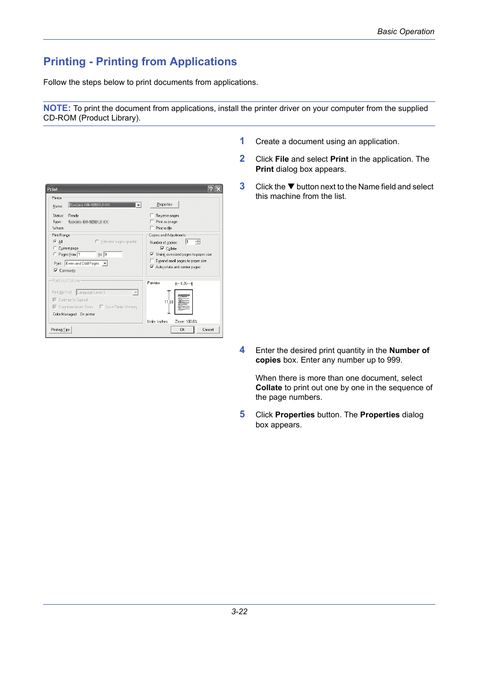 Printing - printing from applications, Printing - printing from applications -22, Printing | Printing from, Applications | TA Triumph-Adler DCC 2725 User Manual | Page 94 / 436