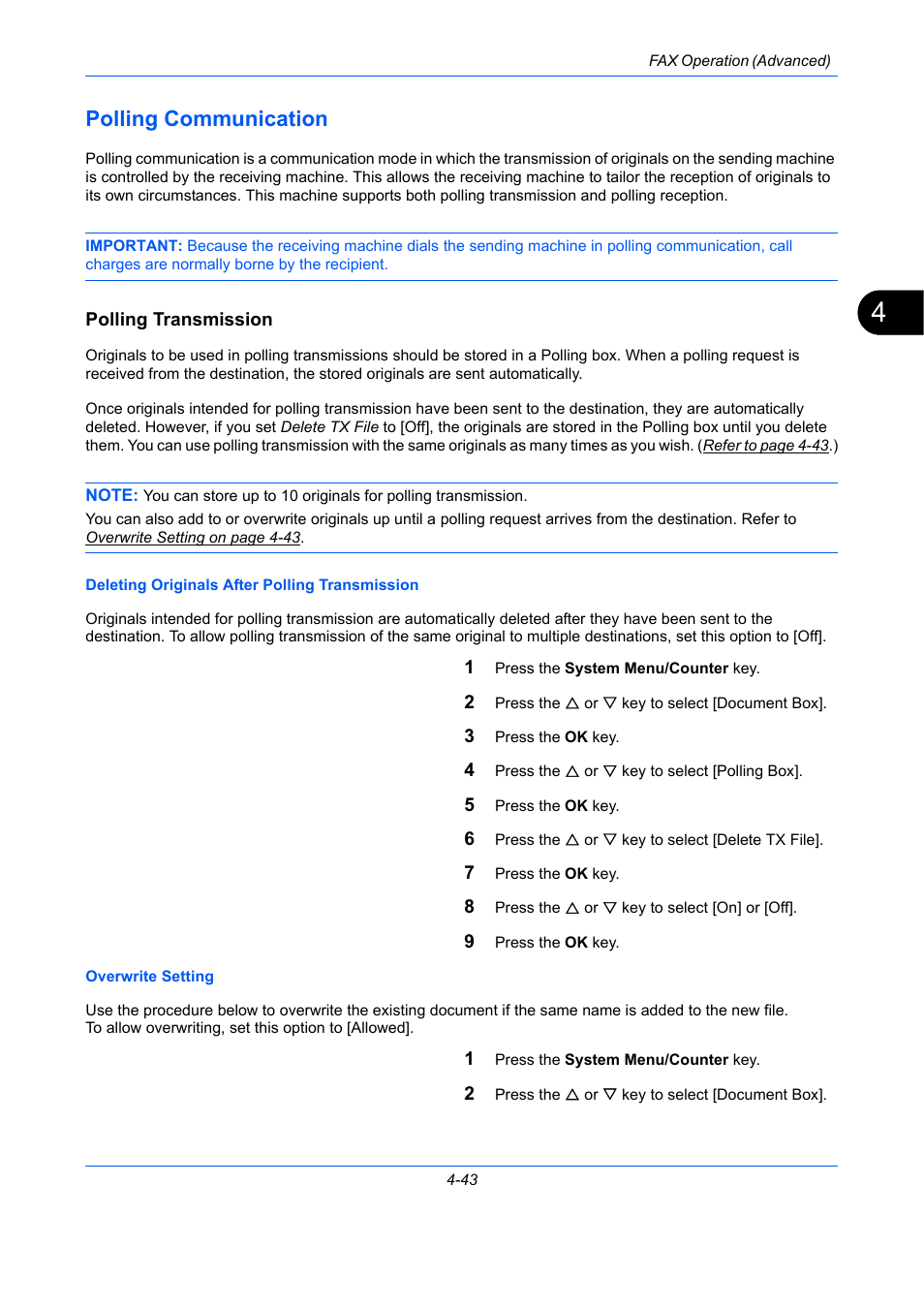Polling communication, Polling transmission, Polling communication -43 | TA Triumph-Adler DCC 2726 User Manual | Page 102 / 204