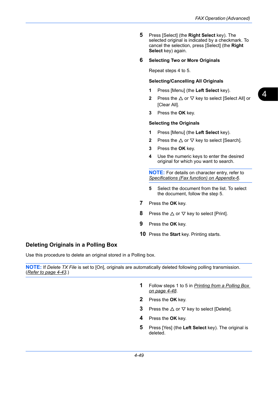 Deleting originals in a polling box | TA Triumph-Adler DCC 2726 User Manual | Page 108 / 204