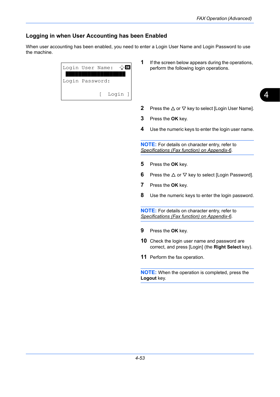 Logging in when user accounting has been enabled | TA Triumph-Adler DCC 2726 User Manual | Page 112 / 204
