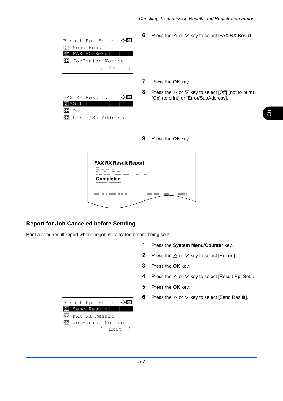 Report for job canceled before sending | TA Triumph-Adler DCC 2726 User Manual | Page 122 / 204