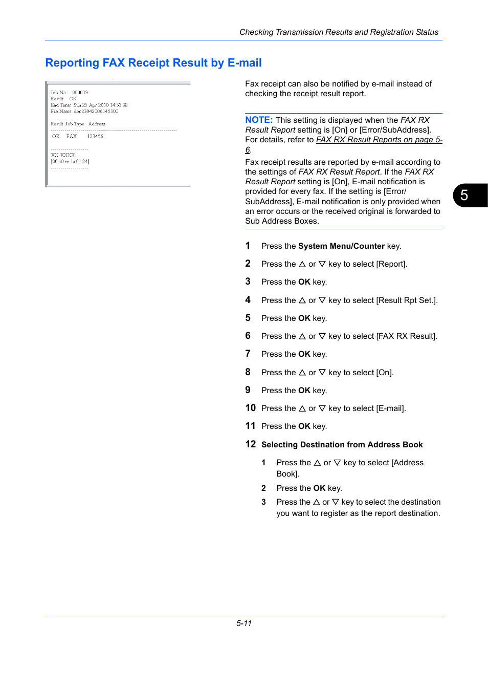 Reporting fax receipt result by e-mail, Reporting fax receipt result by e-mail -11 | TA Triumph-Adler DCC 2726 User Manual | Page 126 / 204