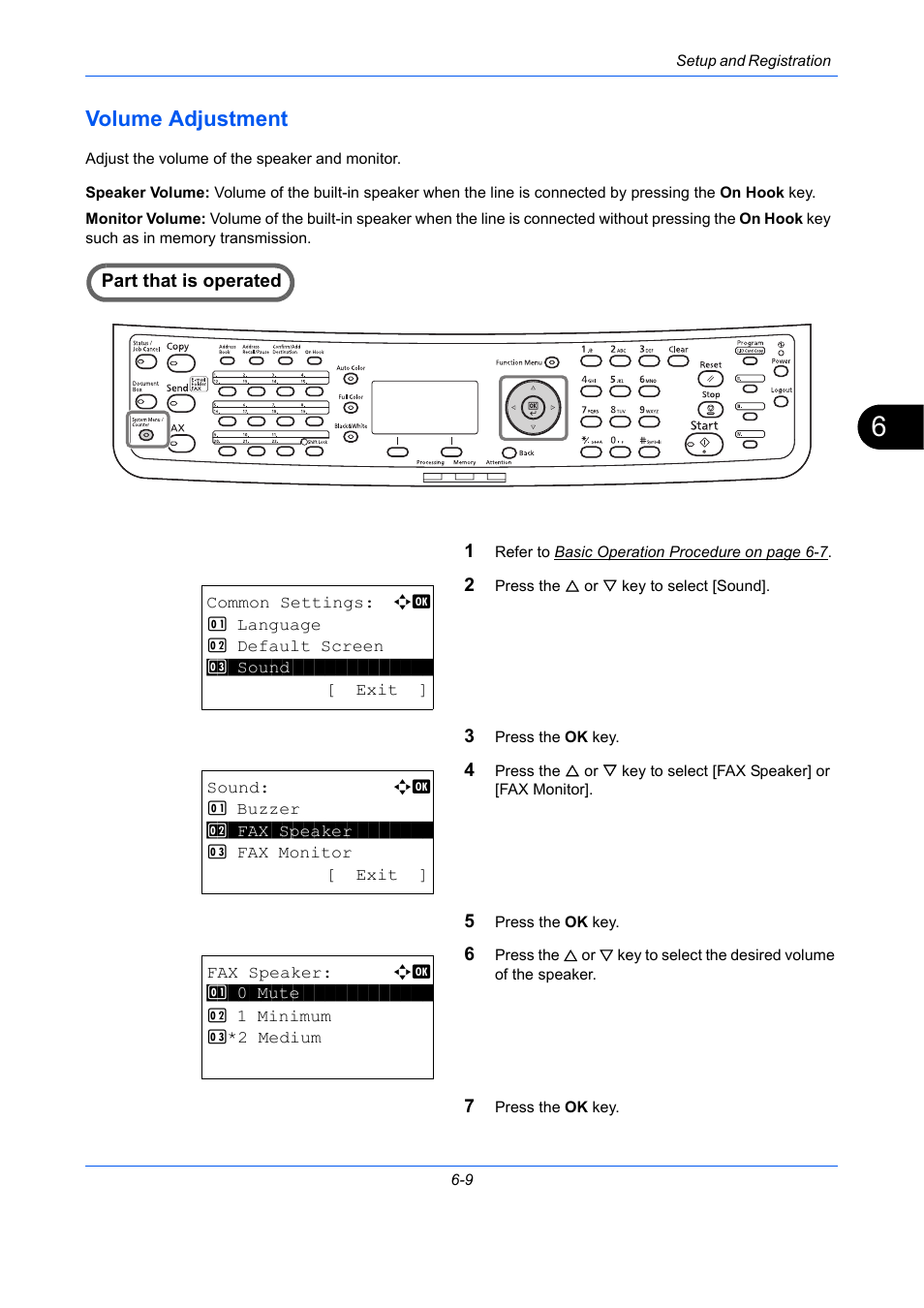 Volume adjustment, Volume adjustment -9 | TA Triumph-Adler DCC 2726 User Manual | Page 138 / 204