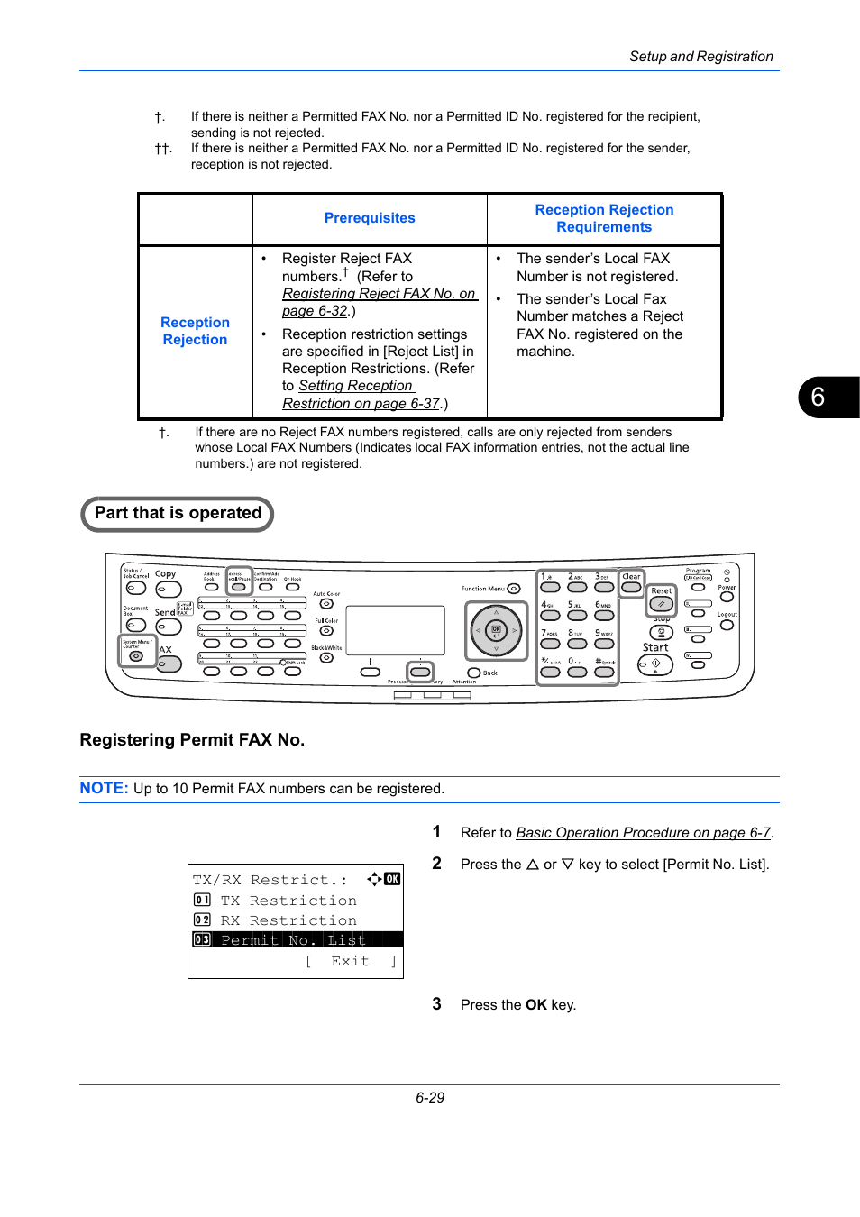 Registering permit fax no, 29 , p, Registering | TA Triumph-Adler DCC 2726 User Manual | Page 158 / 204