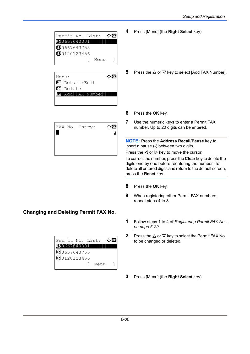 Changing and deleting permit fax no | TA Triumph-Adler DCC 2726 User Manual | Page 159 / 204