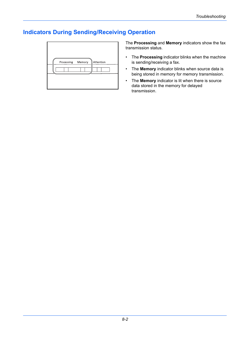 Indicators during sending/receiving operation, Indicators during sending/receiving operation -2 | TA Triumph-Adler DCC 2726 User Manual | Page 175 / 204