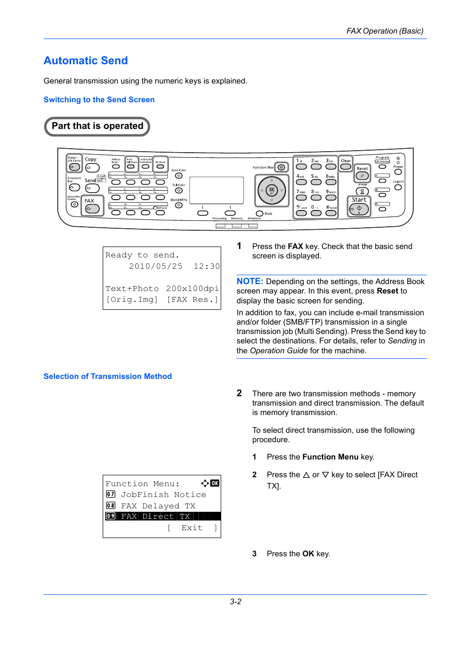 Automatic send, Automatic send -2 | TA Triumph-Adler DCC 2726 User Manual | Page 31 / 204