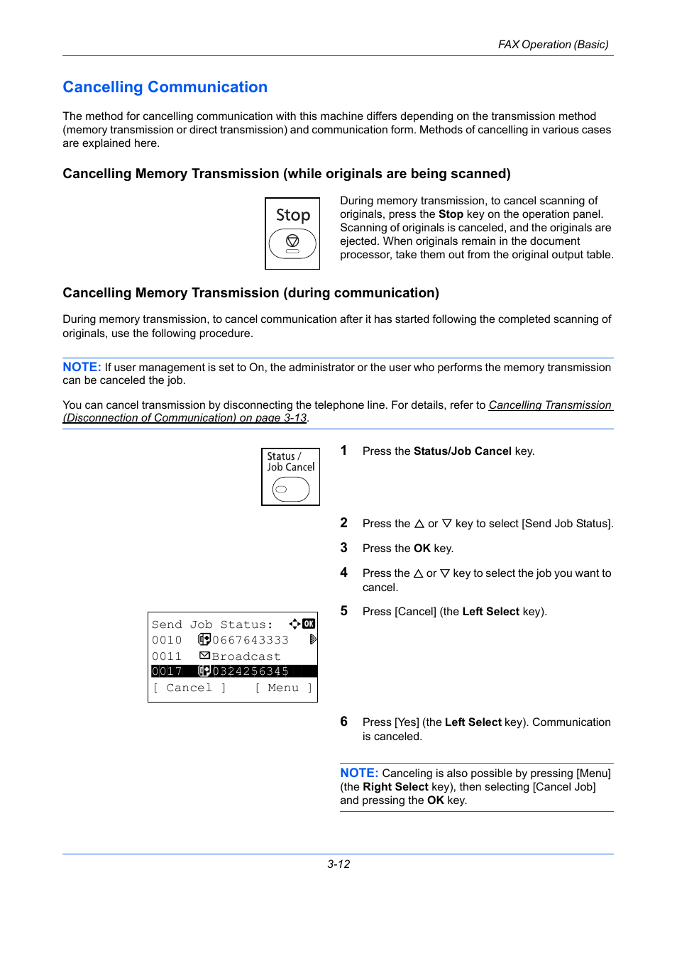 Cancelling communication, Cancelling communication -12 | TA Triumph-Adler DCC 2726 User Manual | Page 41 / 204