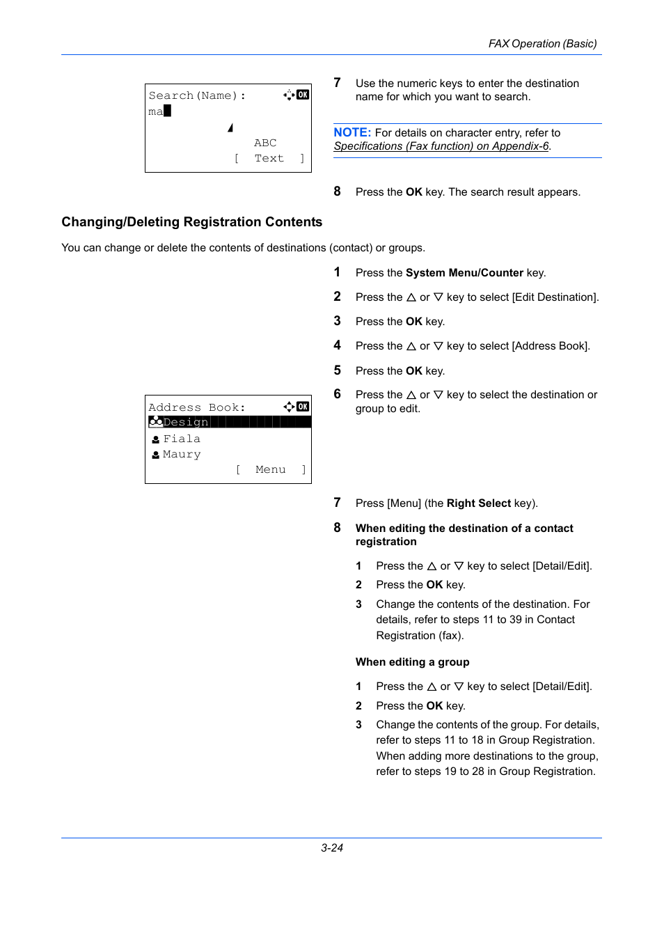 Changing/deleting registration contents | TA Triumph-Adler DCC 2726 User Manual | Page 53 / 204