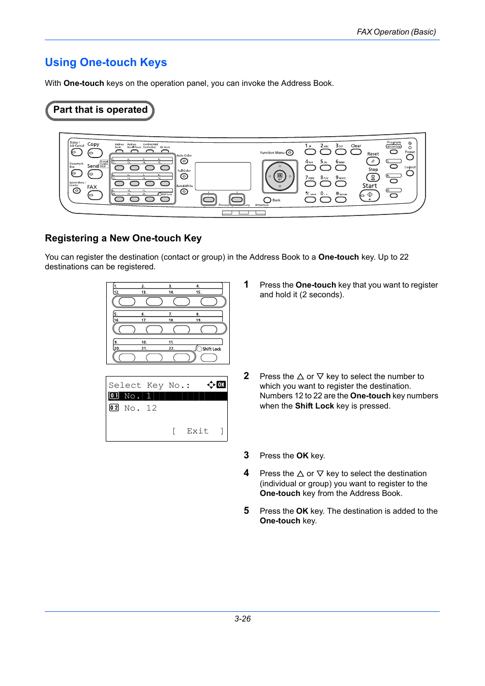 Using one-touch keys, Registering a new one-touch key, Using one-touch keys -26 | TA Triumph-Adler DCC 2726 User Manual | Page 55 / 204