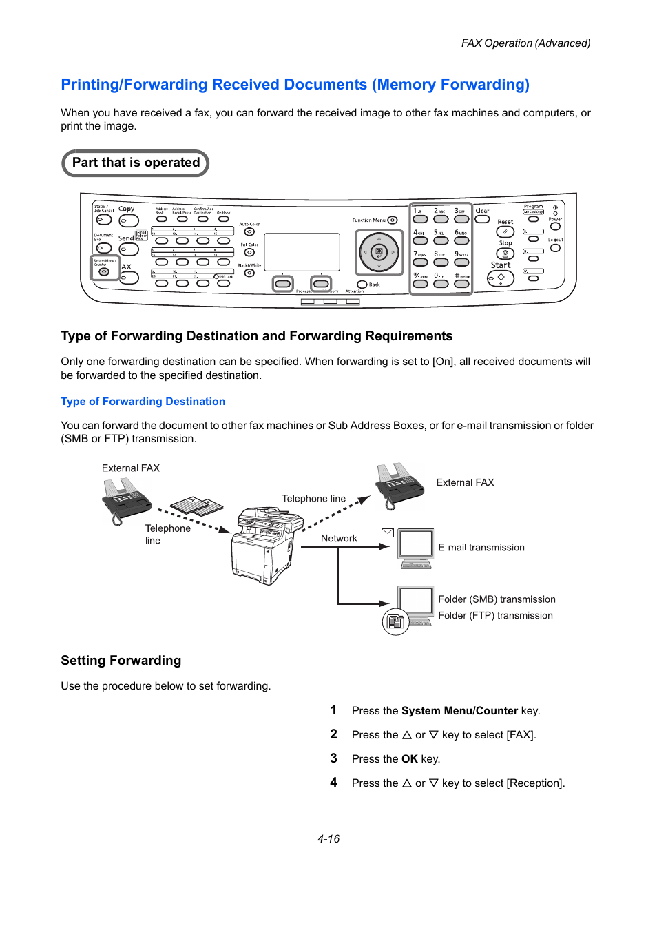 Setting forwarding | TA Triumph-Adler DCC 2726 User Manual | Page 75 / 204