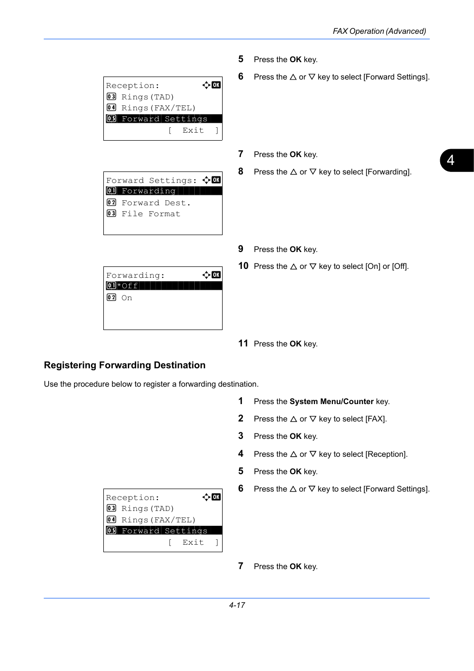 Registering forwarding destination | TA Triumph-Adler DCC 2726 User Manual | Page 76 / 204