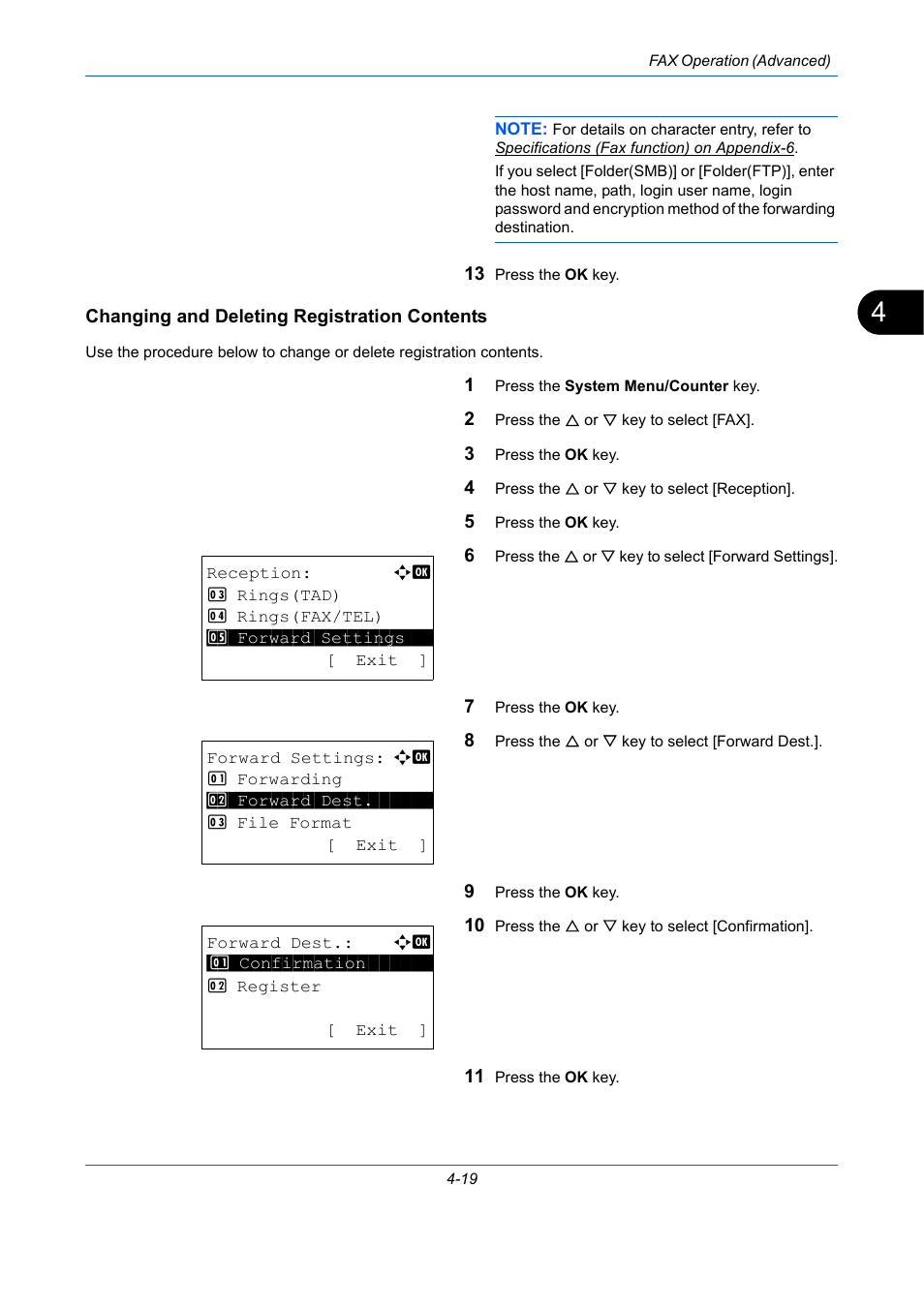 Changing and deleting registration contents | TA Triumph-Adler DCC 2726 User Manual | Page 78 / 204