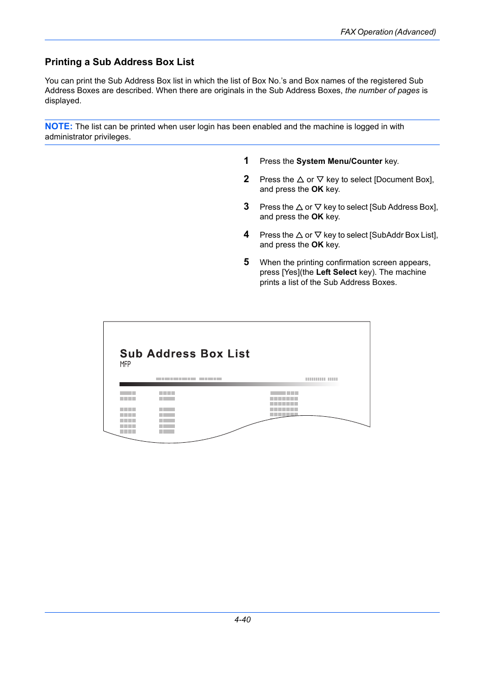 Printing a sub address box list | TA Triumph-Adler DCC 2726 User Manual | Page 99 / 204
