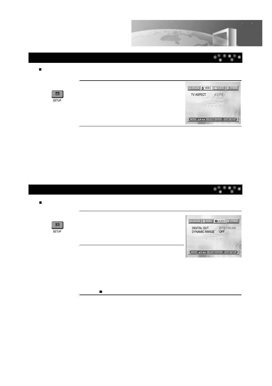 Video setup, Audio setup | Daewoo DTD-14H9 User Manual | Page 37 / 44