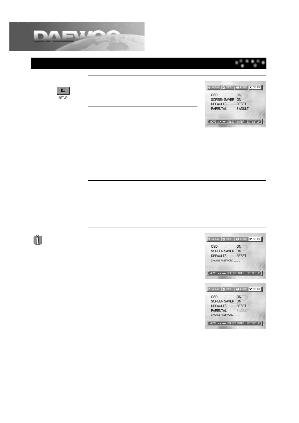 Others setup | Daewoo DTD-14H9 User Manual | Page 38 / 44