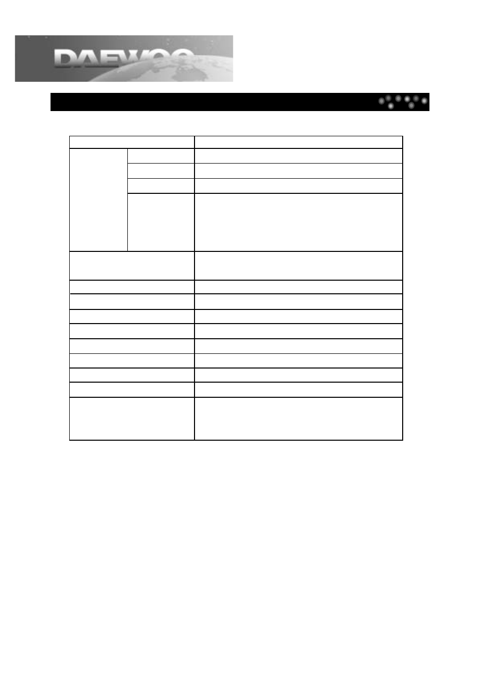 Specifications | Daewoo DTD-14H9 User Manual | Page 44 / 44