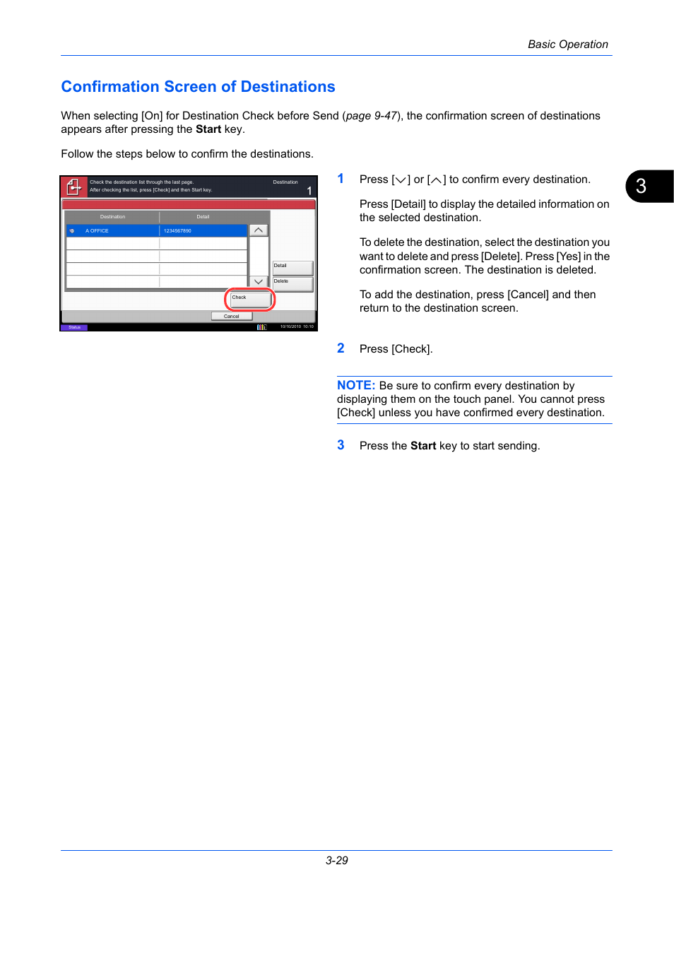 Confirmation screen of destinations, Confirmation screen of destinations -29 | TA Triumph-Adler DCC 2930 User Manual | Page 123 / 588