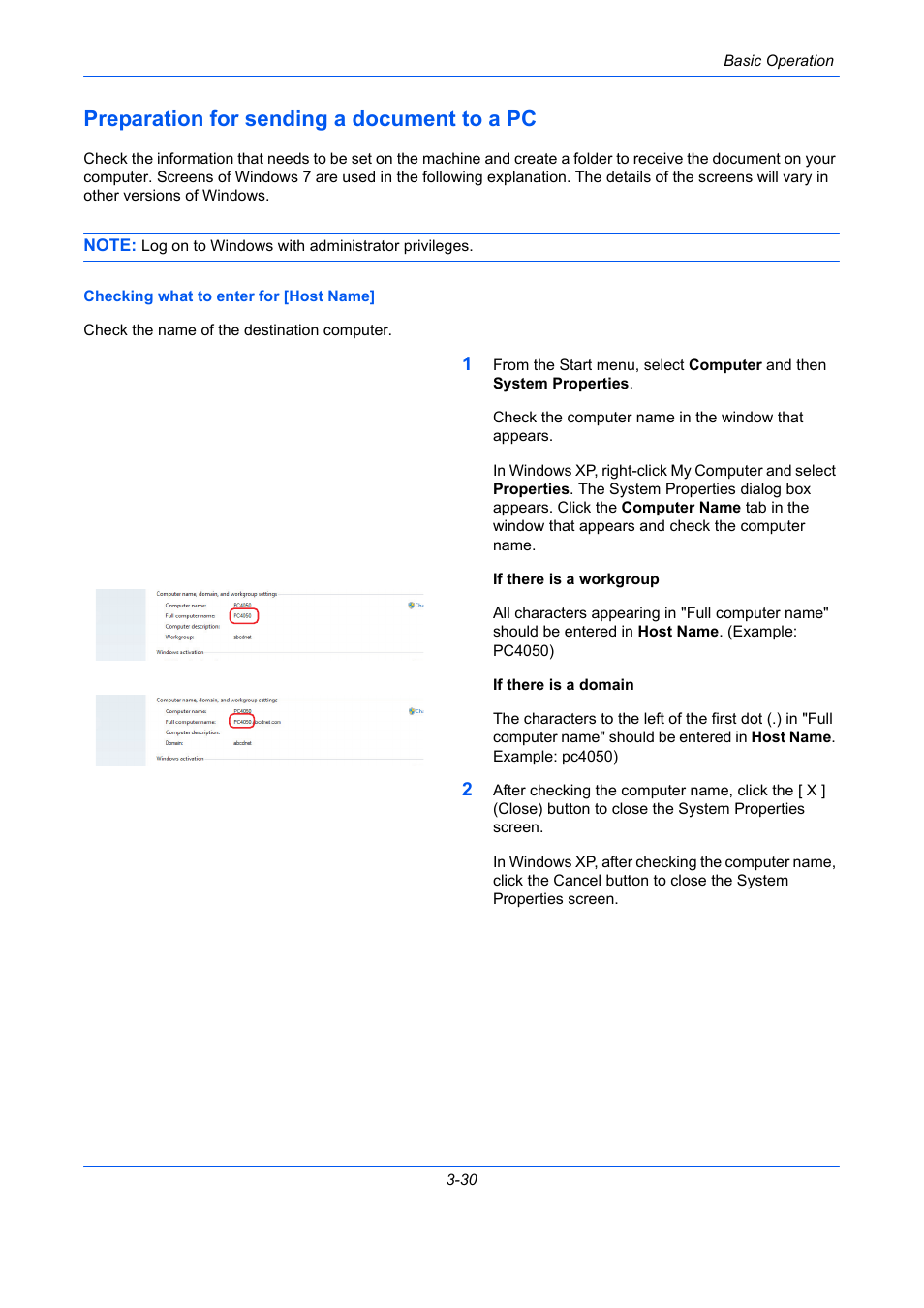 Preparation for sending a document to a pc, Preparation for sending a document to a pc -30 | TA Triumph-Adler DCC 2930 User Manual | Page 124 / 588