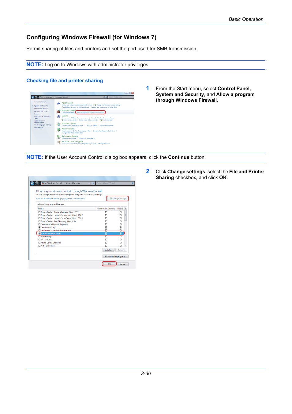 Configuring windows firewall (for windows 7) | TA Triumph-Adler DCC 2930 User Manual | Page 130 / 588