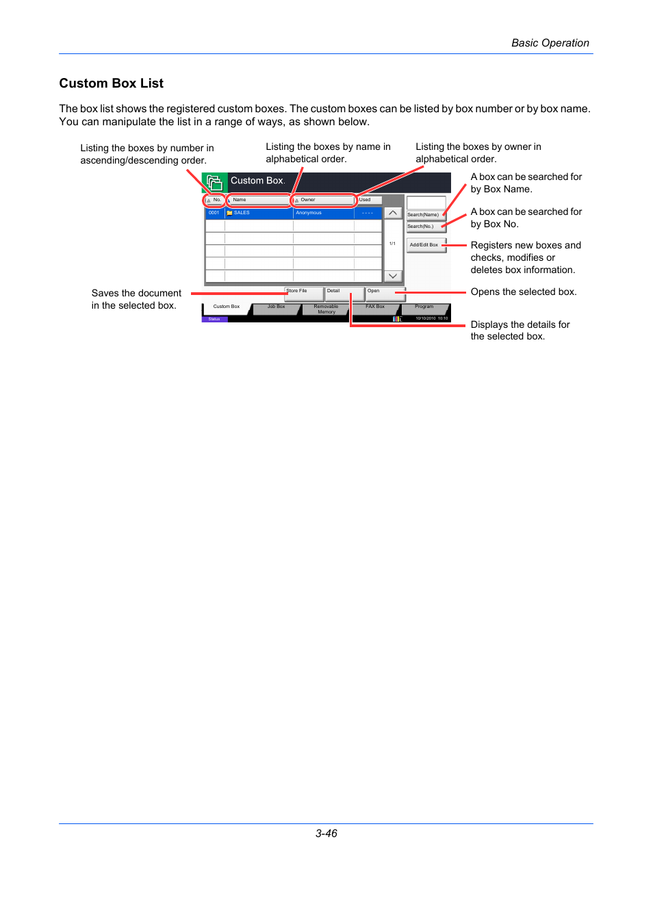 Custom box list, E 3-46), Ge 3-46 | Basic operation 3-46 | TA Triumph-Adler DCC 2930 User Manual | Page 140 / 588
