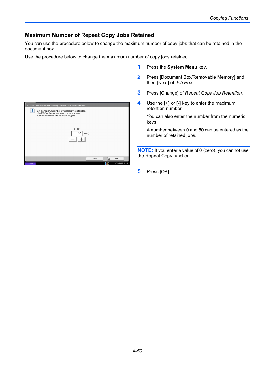 Maximum number of repeat copy jobs retained | TA Triumph-Adler DCC 2930 User Manual | Page 206 / 588