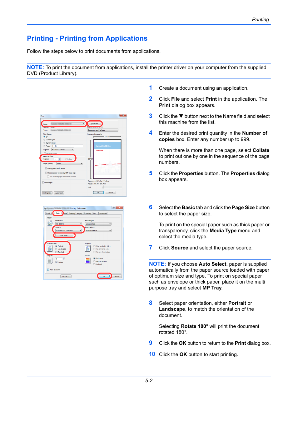 Printing - printing from applications, Printing - printing from applications -2, Printing | Printing from, Applications | TA Triumph-Adler DCC 2930 User Manual | Page 210 / 588