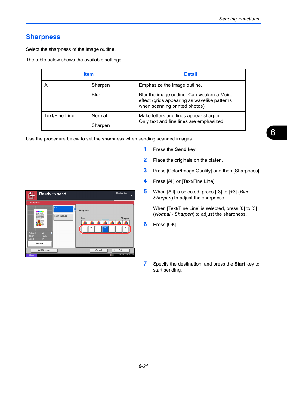 Sharpness, Sharpness -21, Ge 6-21 | TA Triumph-Adler DCC 2930 User Manual | Page 241 / 588