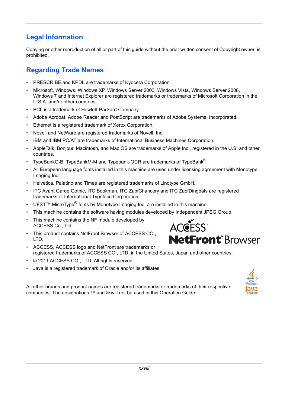 Legal information, Regarding trade names | TA Triumph-Adler DCC 2930 User Manual | Page 30 / 588