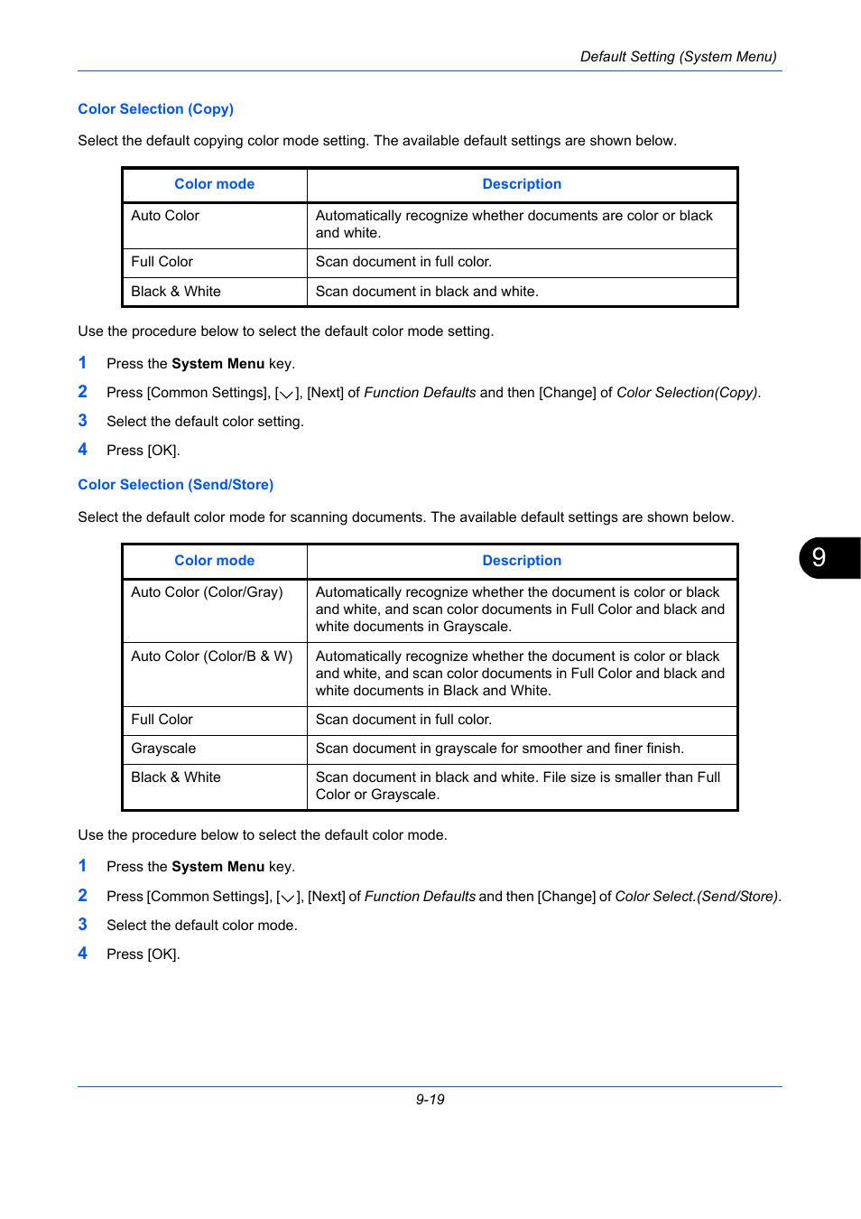E 9-19) | TA Triumph-Adler DCC 2930 User Manual | Page 325 / 588