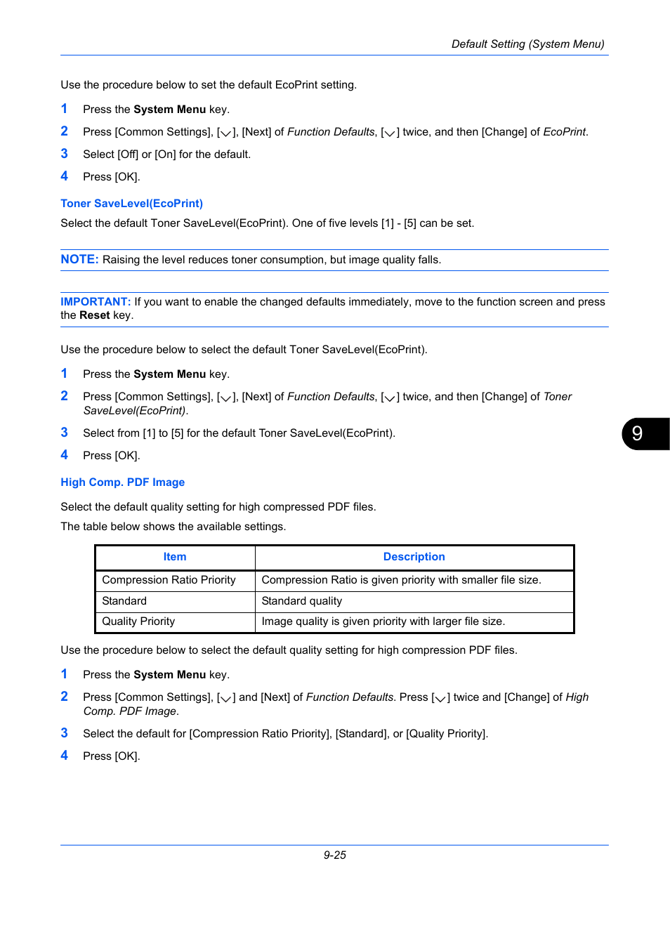 Ge 9-25, E 9-25) | TA Triumph-Adler DCC 2930 User Manual | Page 331 / 588
