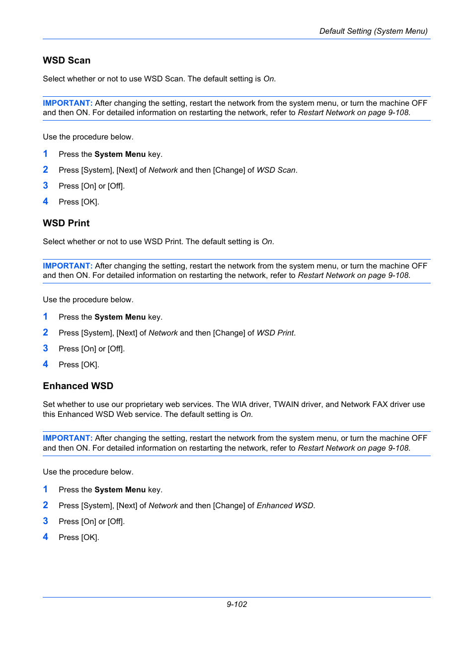 Wsd scan, Wsd print, Enhanced wsd | Ge 9-102), E 9-102), Wsd scan …9-102, Wsd print …9-102, Enhanced wsd …9-102 | TA Triumph-Adler DCC 2930 User Manual | Page 408 / 588