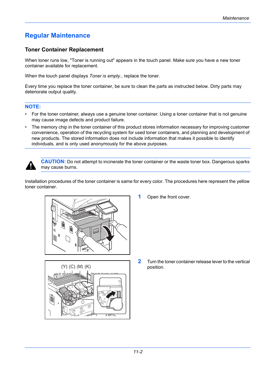 Regular maintenance, Toner container replacement, Regular maintenance -2 | TA Triumph-Adler DCC 2930 User Manual | Page 458 / 588