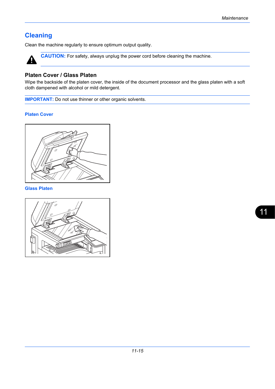 Cleaning, Platen cover / glass platen, Cleaning -15 | TA Triumph-Adler DCC 2930 User Manual | Page 471 / 588