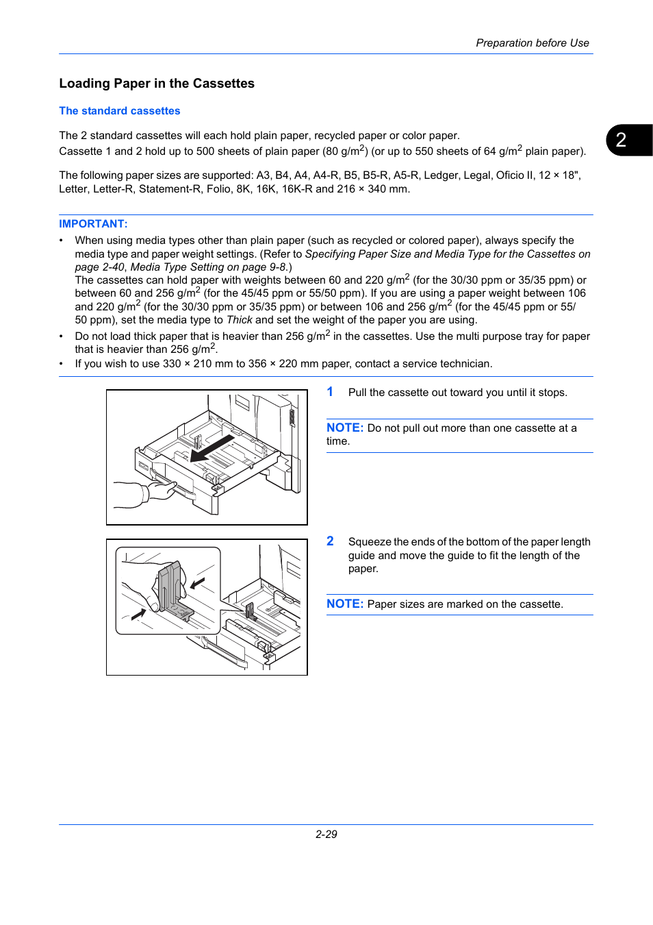 Loading paper in the cassettes | TA Triumph-Adler DCC 2930 User Manual | Page 75 / 588