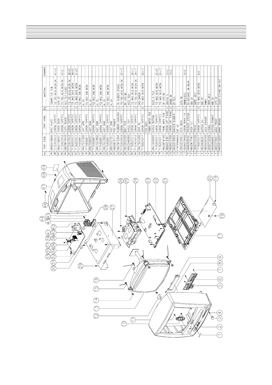 Exploded view | Daewoo K20H3 User Manual | Page 14 / 54